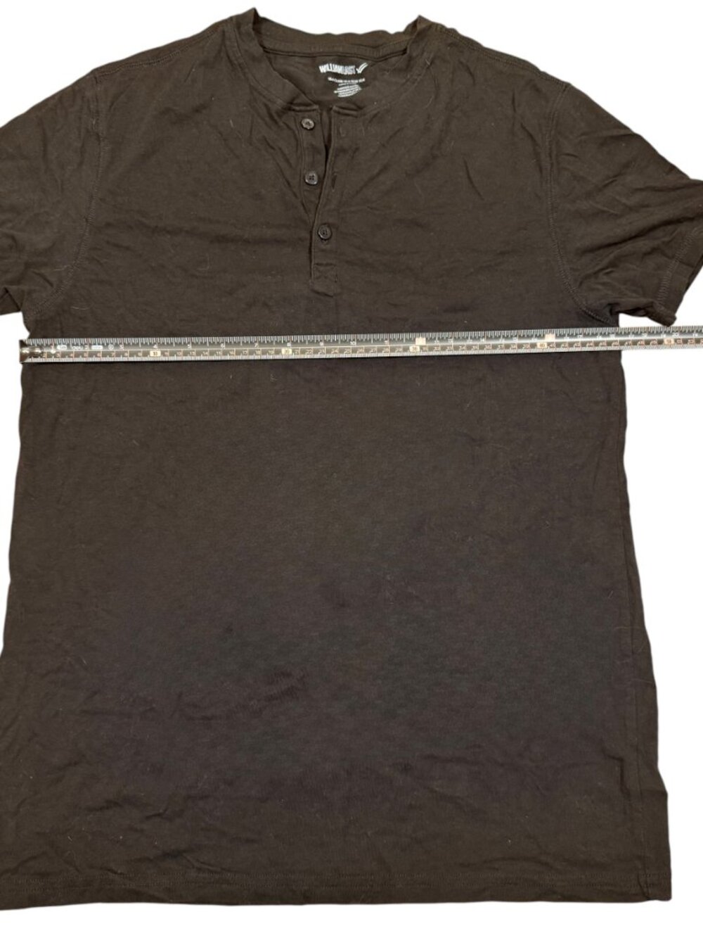 William Rast Black Henley Shirt Mens Medium Short Sleeve Button Casual Tee - Picture 4 of 5